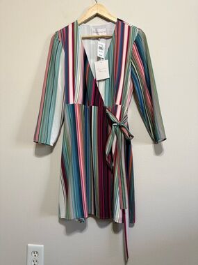 Charles Henry NWT Stripe Wrap Dress S